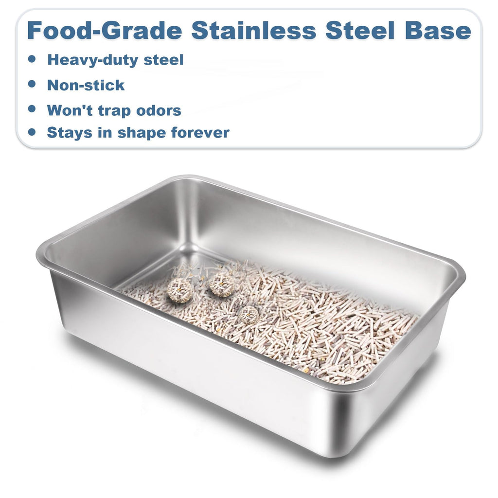 XL Stainless Steel Cat Litter Box with Lid I17469