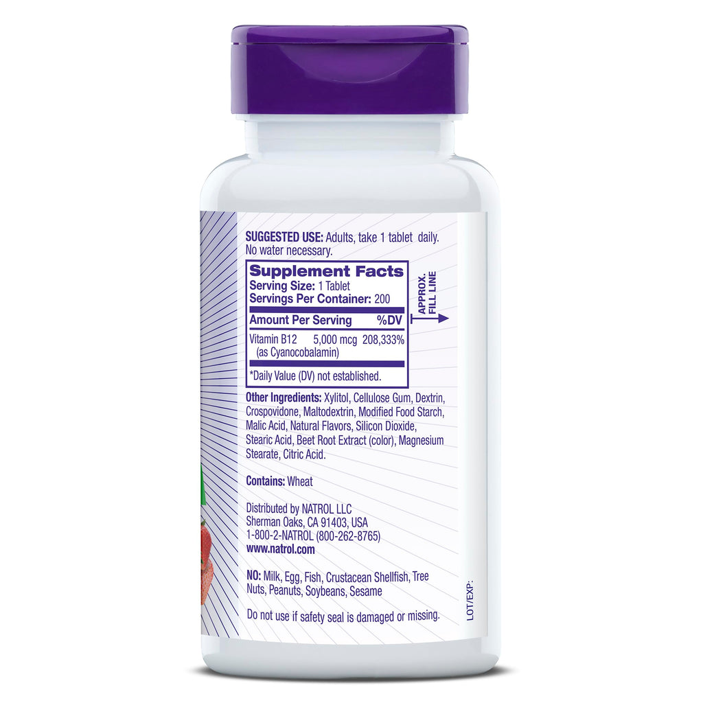 B12 5000 mcg Fast Dissolve 200 Tablets E65496