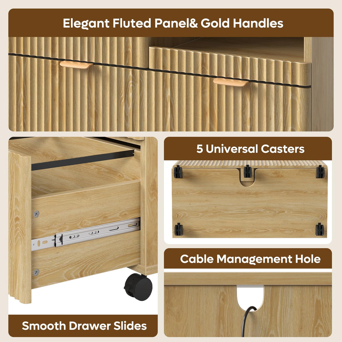 3 Drawer Wood File Cabinet Q975