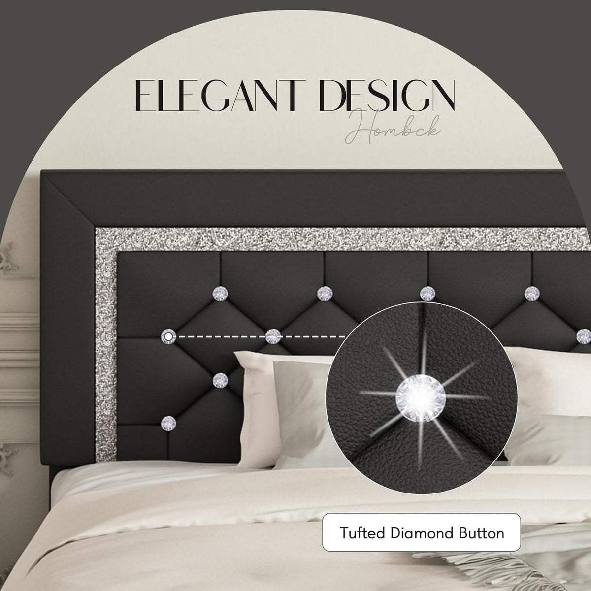 Full Size Upholstered Platform Bed with Headboard Y34645