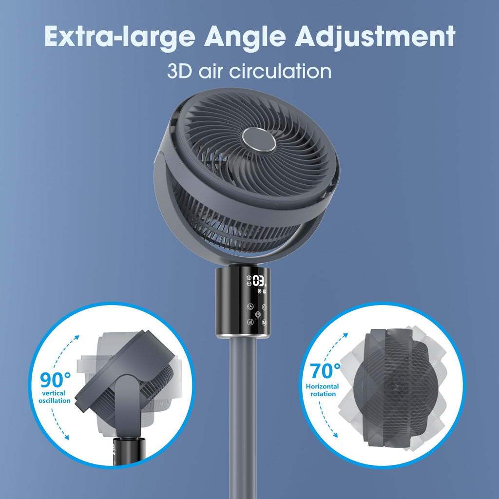 100ft Oscillating Standing Fan with Adjustable Height P395