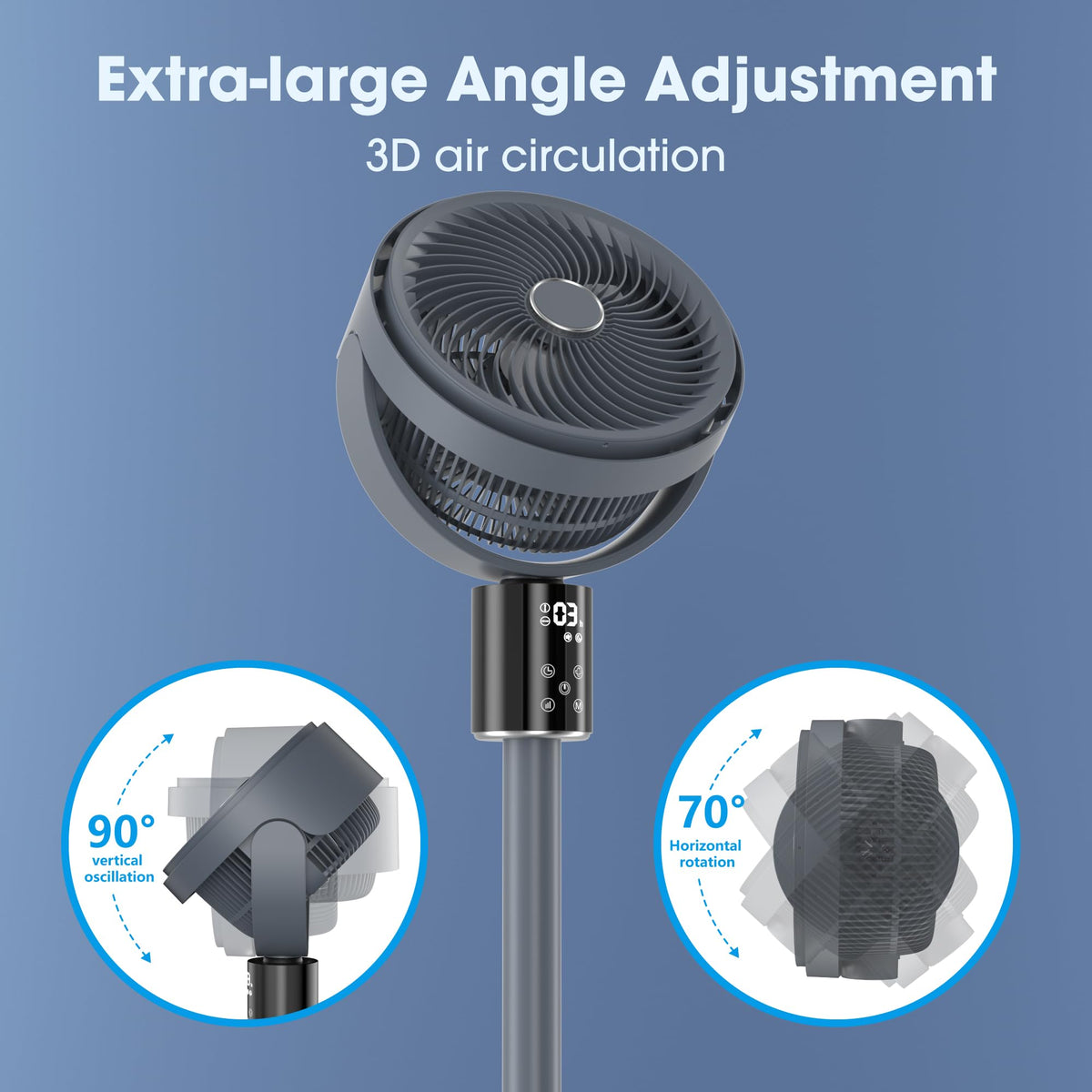 100ft Oscillating Standing Fan with Adjustable Height P395