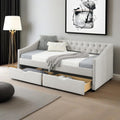 Twin Linen Upholstered Daybed with 2 Storage Drawers U104
