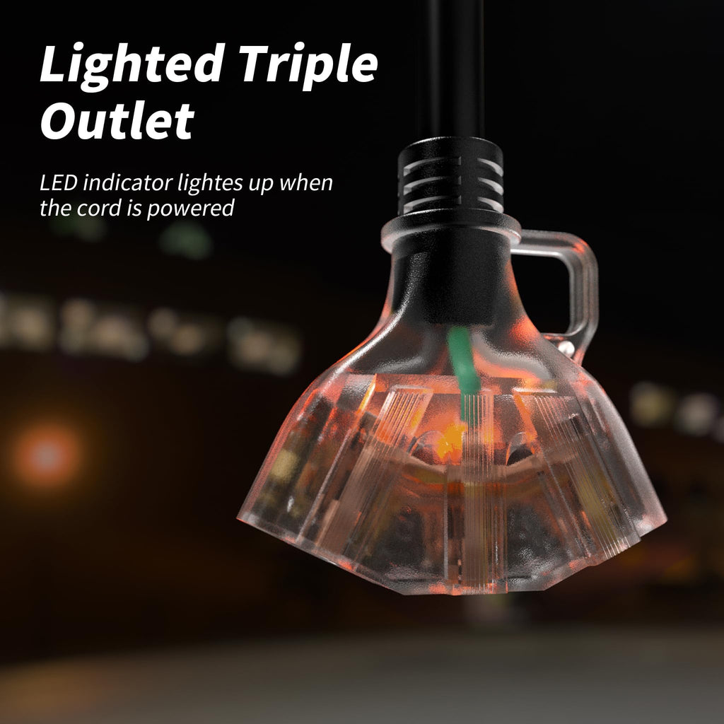 100 FT 16/3 Outdoor Extension Cord with Multiple Outlets Black M57473