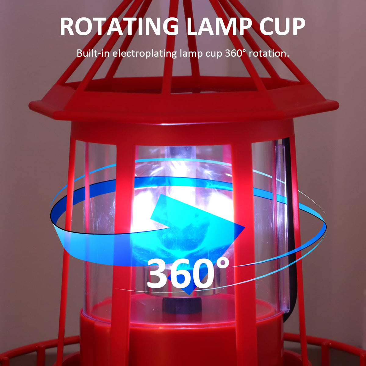 Solar Lighthouse Rotating Beacon Light Red Iron S69015