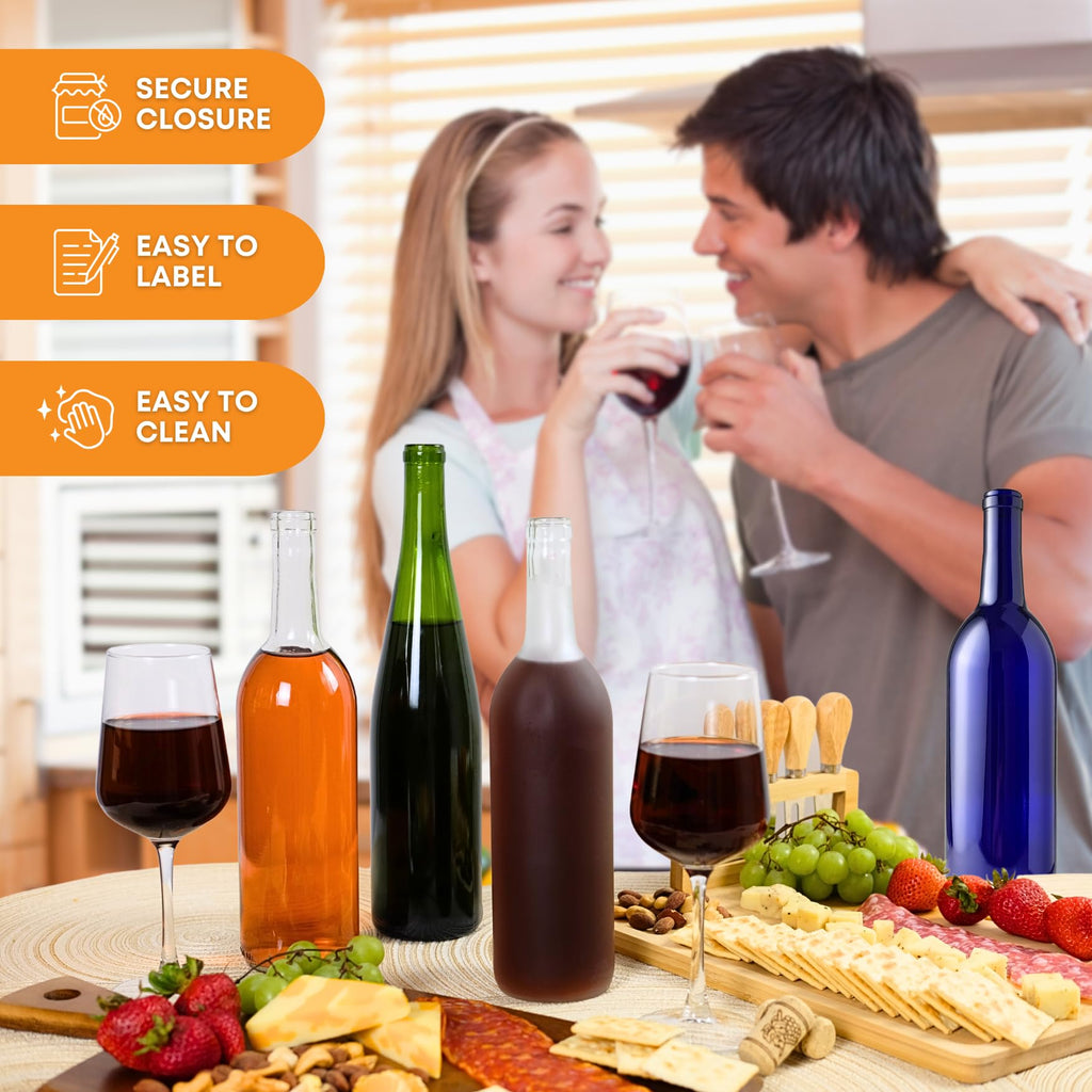 750ml Clear Glass Bottles with Lids, 48-Pack Z38105