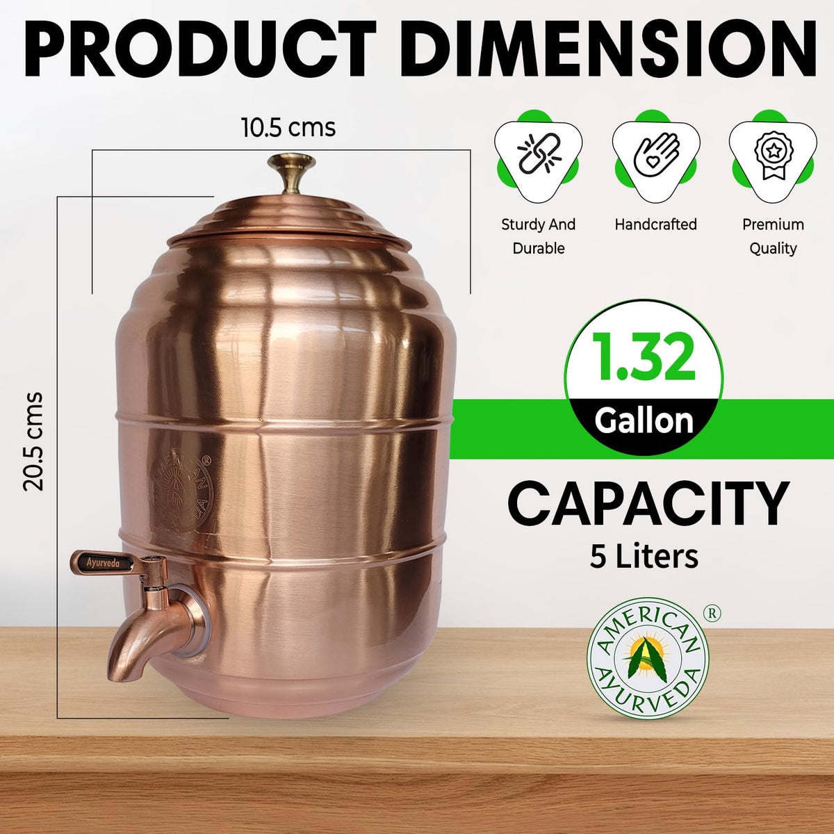 Pure Copper Water Dispenser 1.32 Gal U8725
