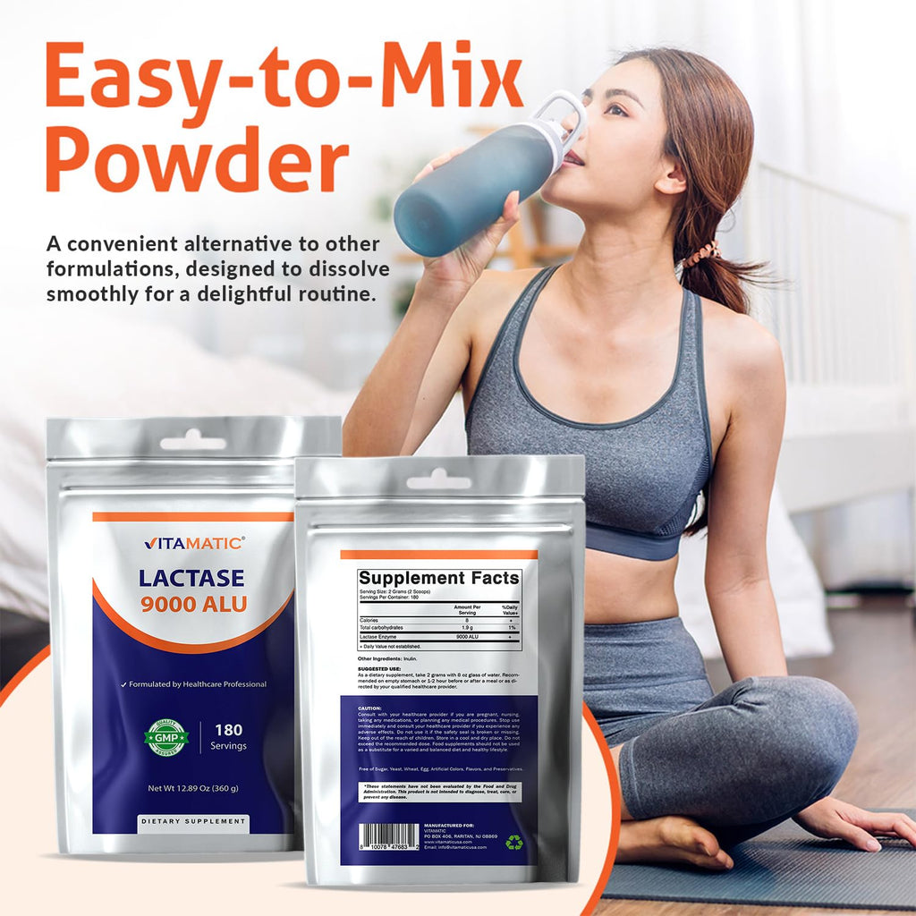 Lactase Enzyme Powder 9000 ALU 180 Servings Non-GMO Gluten Free B2821