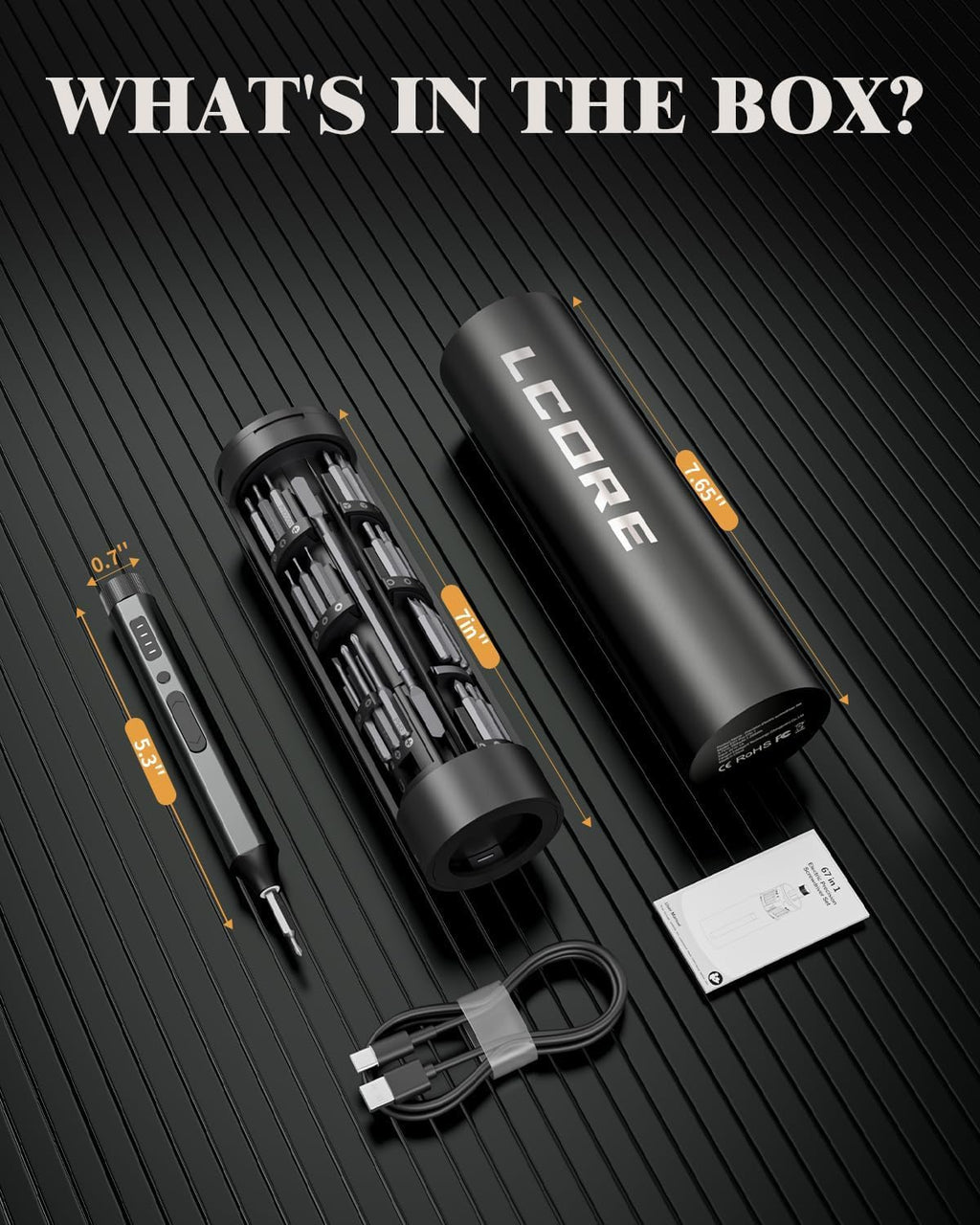 67 in 1 Cordless Electric Precision Screwdriver Set with 62 S2 Steel Bits Z65888