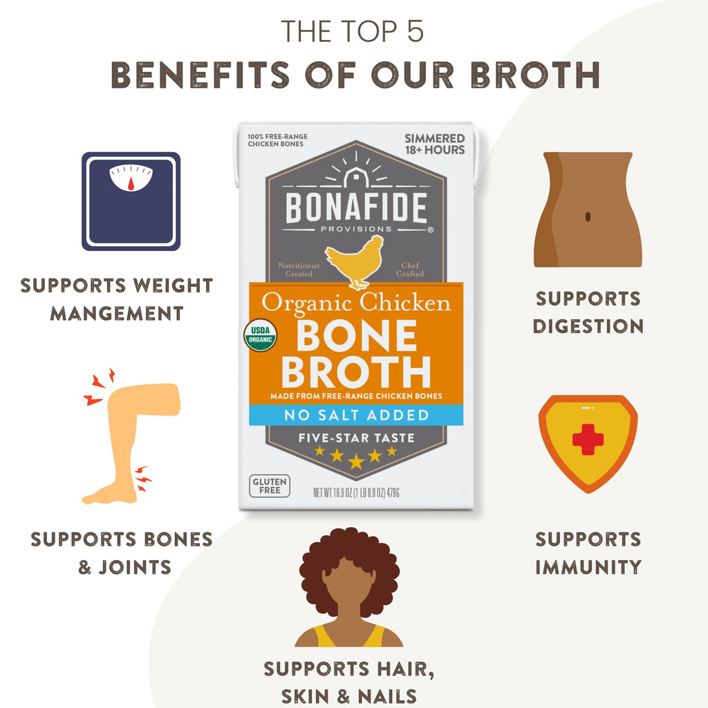 Organic Chicken Bone Broth No Salt Added 16.9oz 6 Pack N167