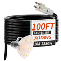 100 FT 16/3 Outdoor Extension Cord with Multiple Outlets Black M57473