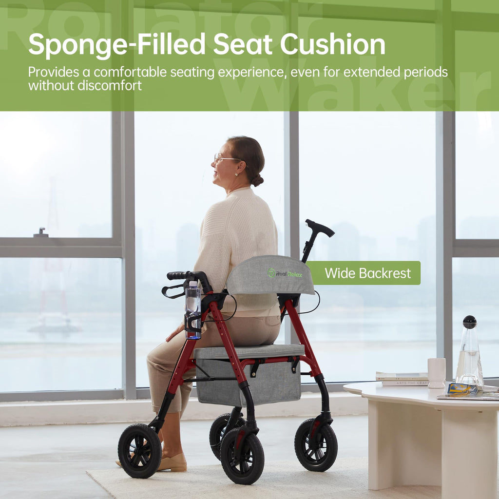 Light Red All Terrain Rollator Walker K719207