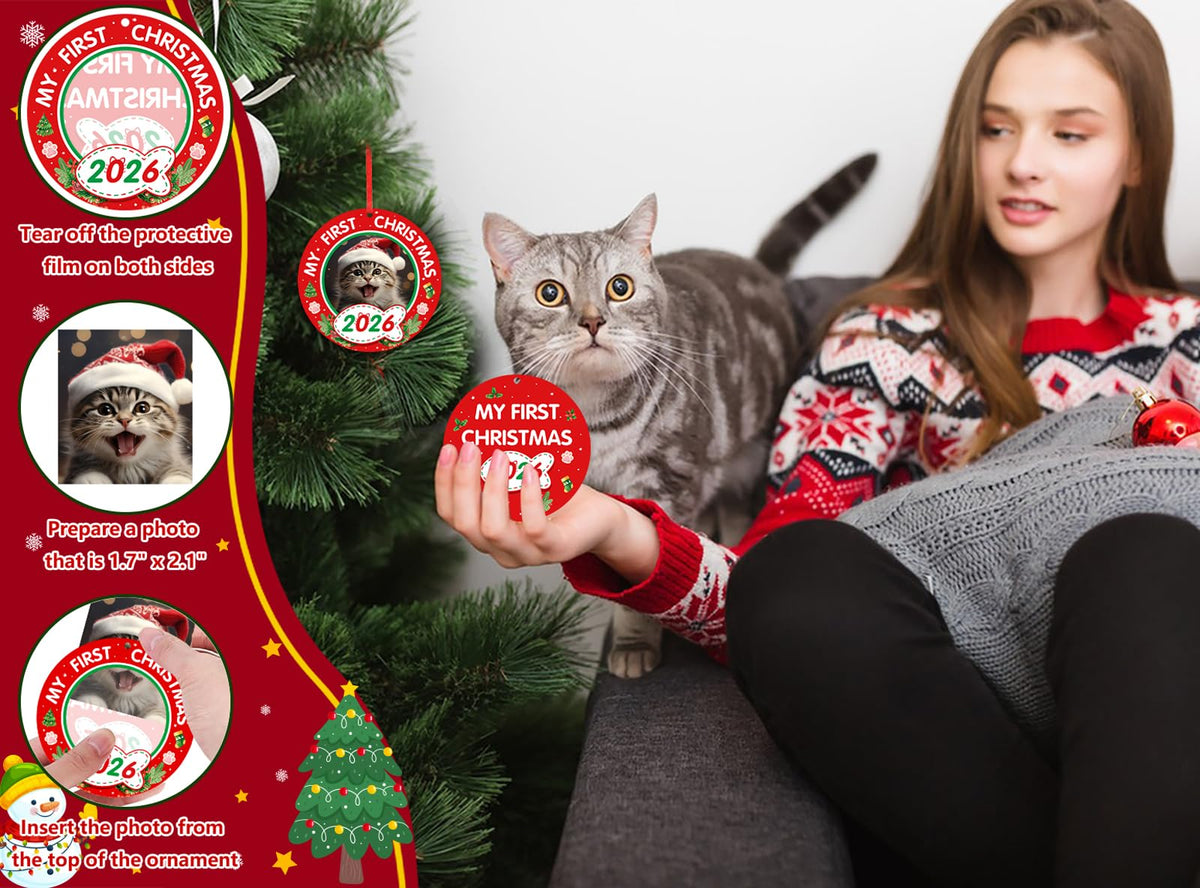 Personalized Picture Frame Cat's First Christmas Ornament 2026 F13931