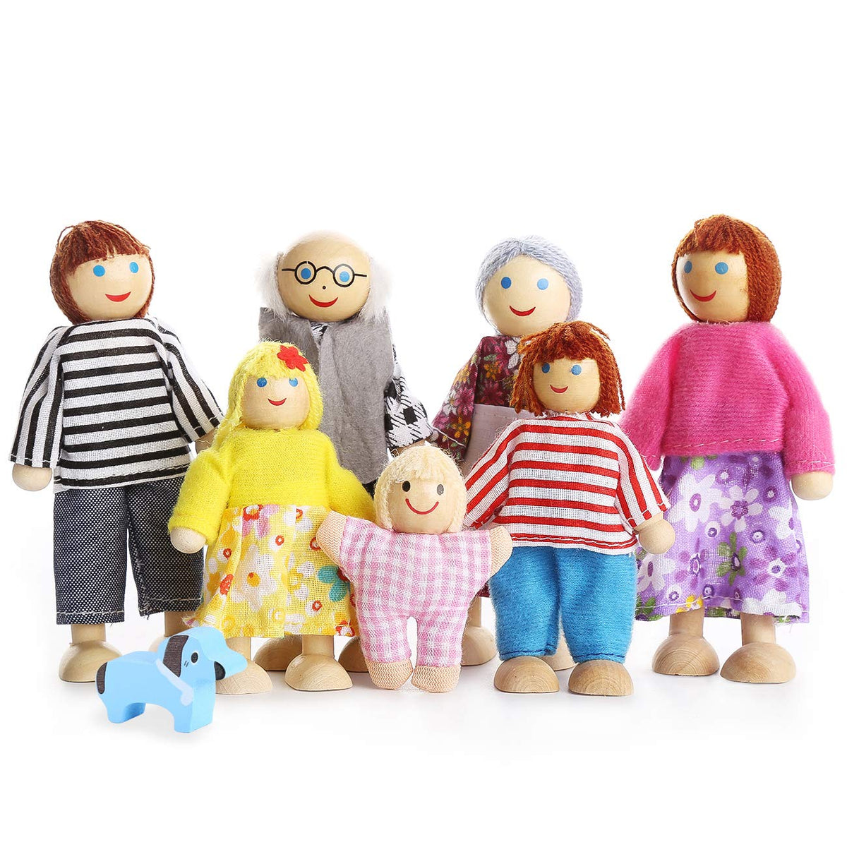 Dollhouse Figures Set of 7 with Dog R1583