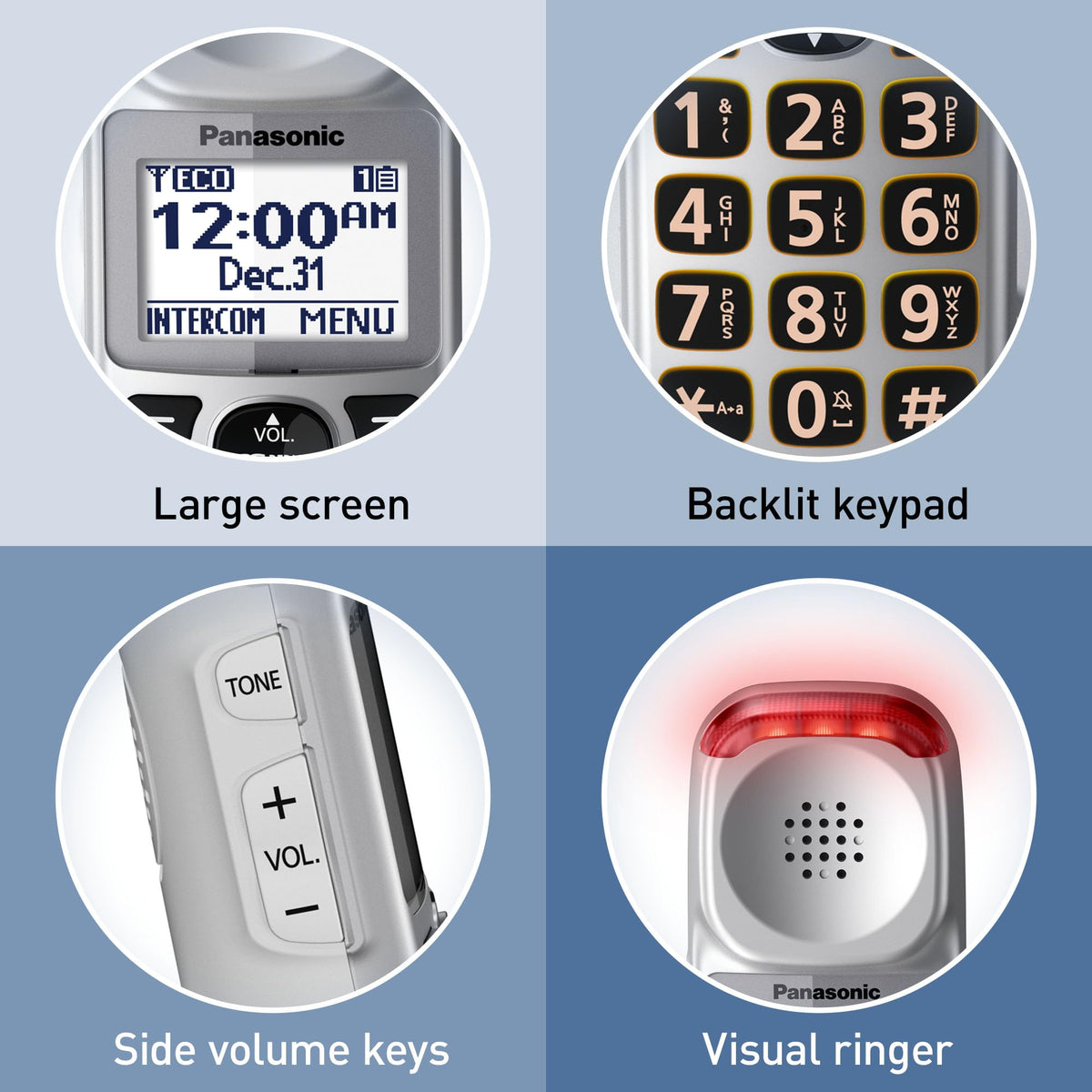 Amplified Cordless Phone with Slow Talk and Hearing Aid Compatibility O74784