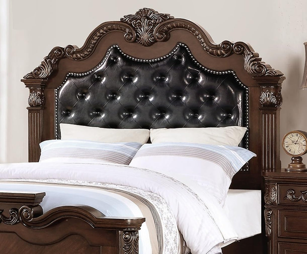 King Size Faux Leather Tufted Headboard Bed M271