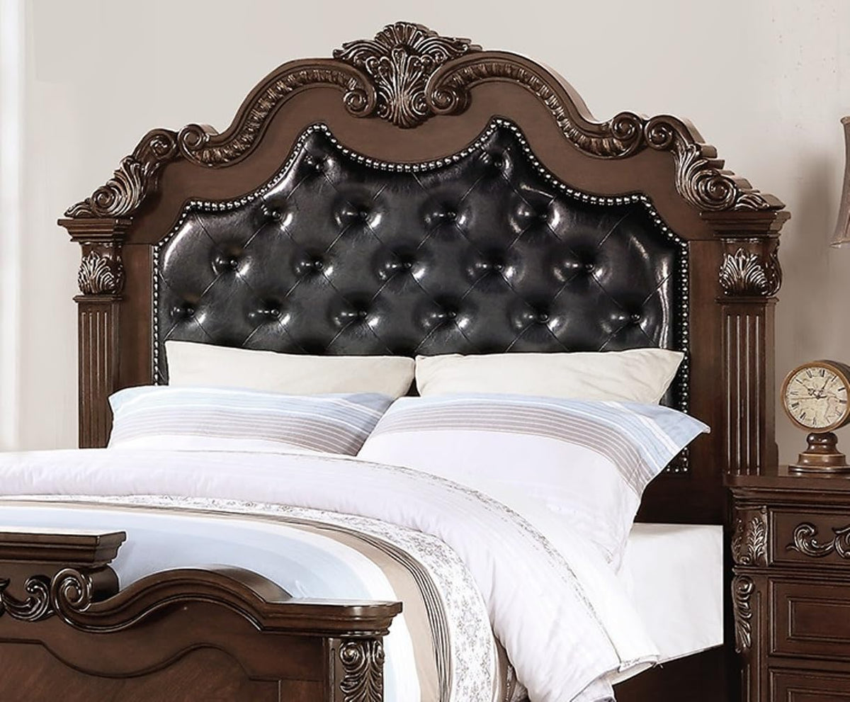 King Size Faux Leather Tufted Headboard Bed M271