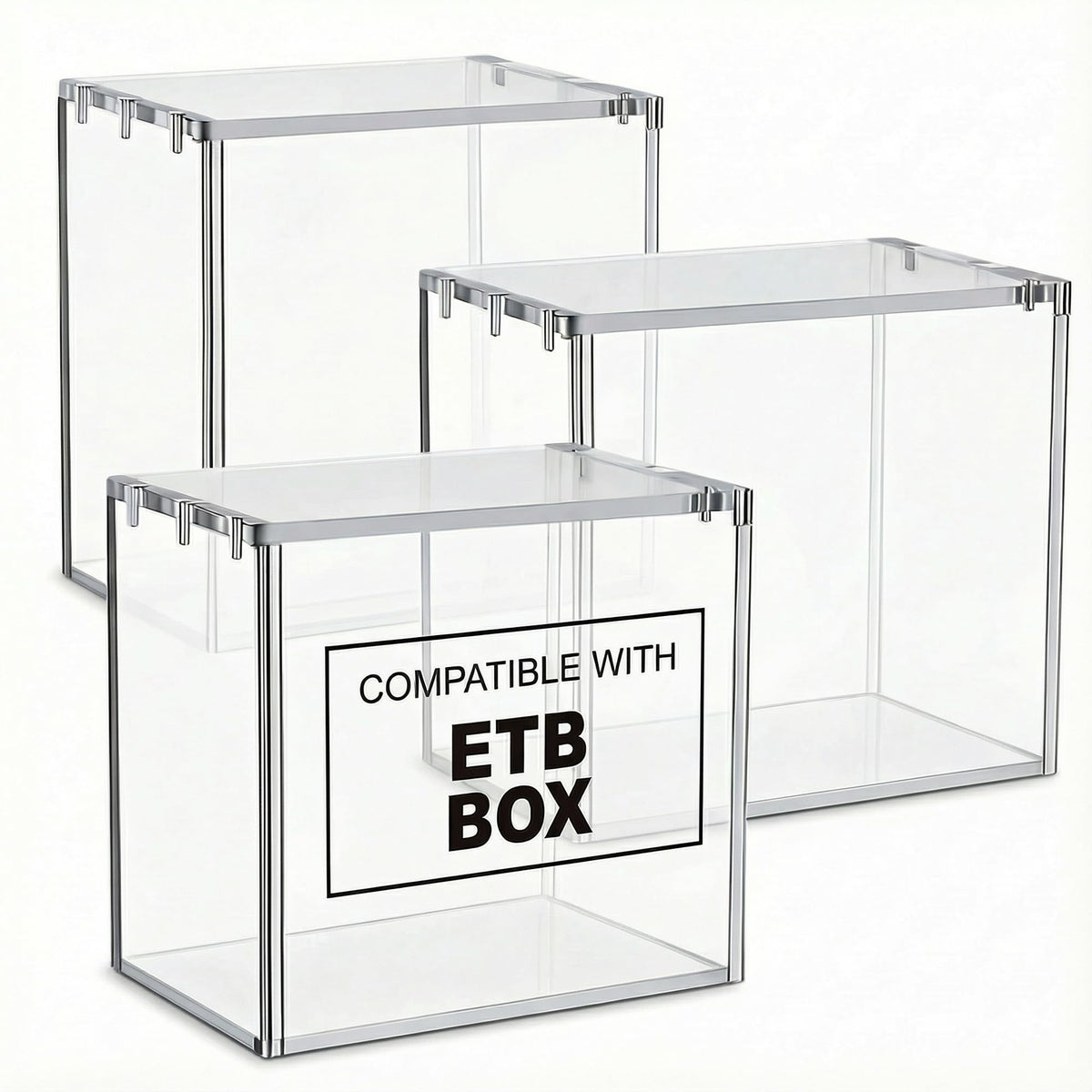 Clear Acrylic Display Boxes 3-Pack with Magnetic Lids Y7279