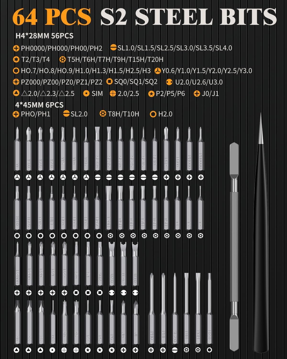 67 in 1 Cordless Electric Precision Screwdriver Set with 62 S2 Steel Bits Z65888