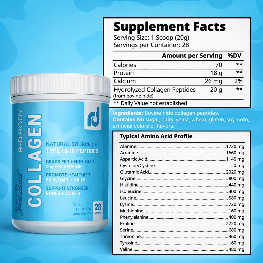 Hydrolyzed Collagen Peptides Powder Type I & III Unflavored 28 Servings U241