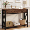 Rustic Oak 47 Inch Console Table with 2 Drawers E3777
