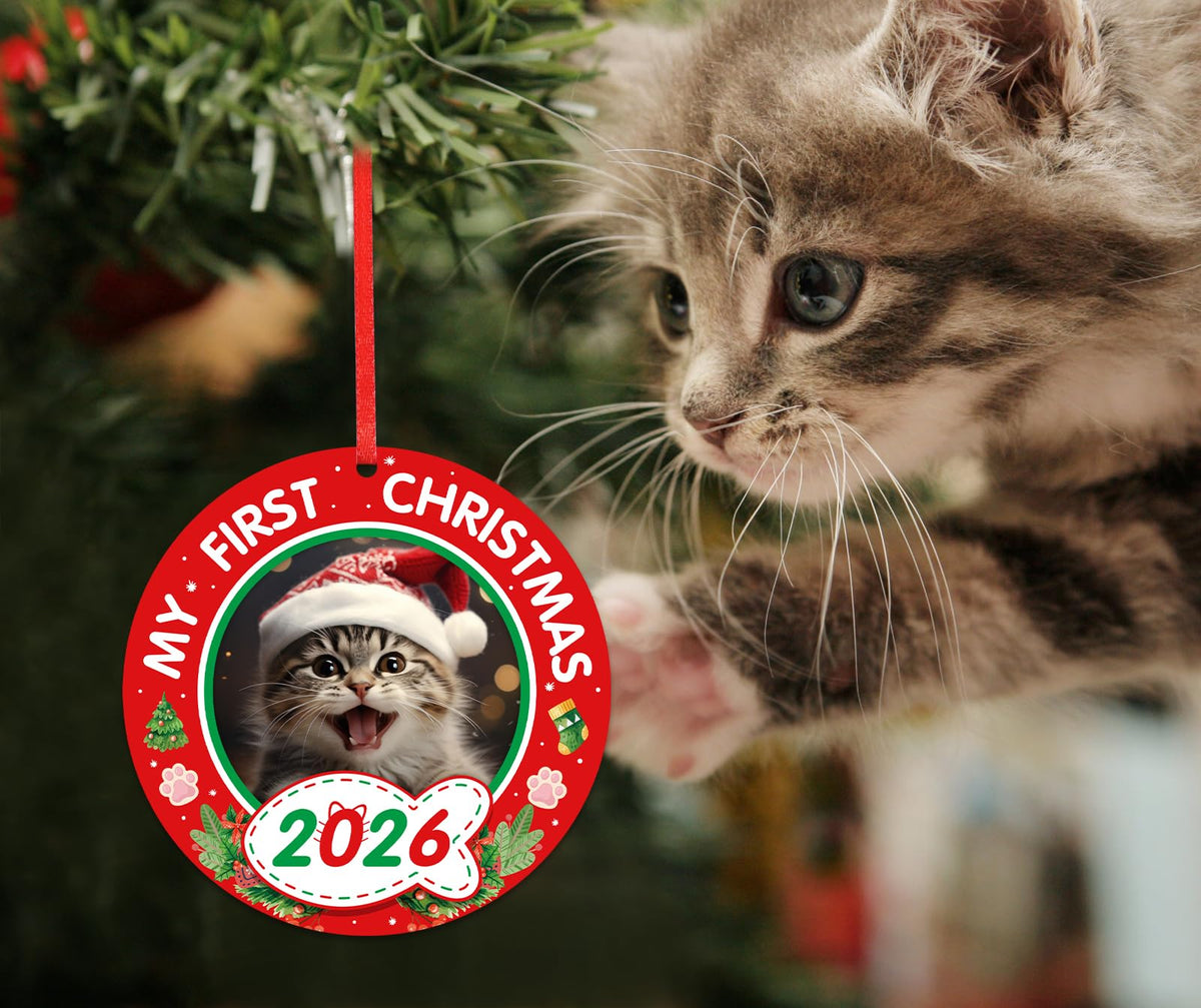 Personalized Picture Frame Cat's First Christmas Ornament 2026 F13931