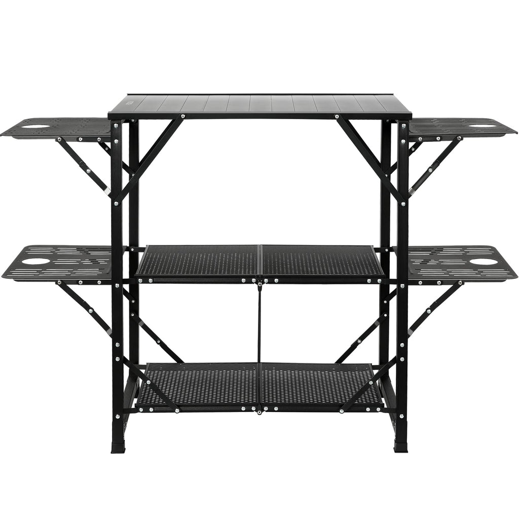 Aluminum Folding Camping Kitchen Table with 2 Shelves I989015