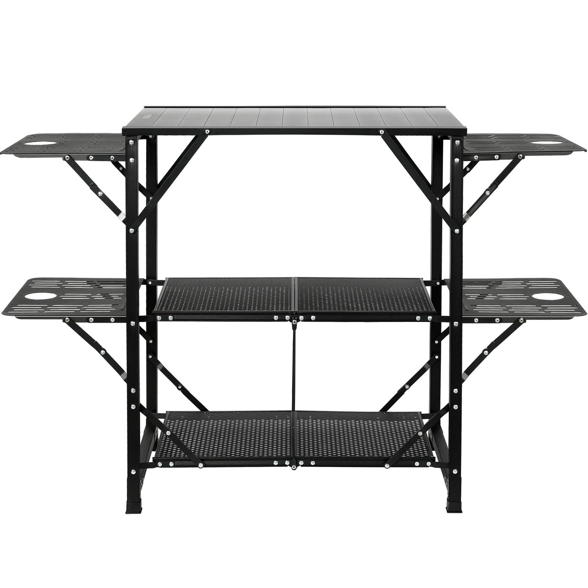 Aluminum Folding Camping Kitchen Table with 2 Shelves I989015