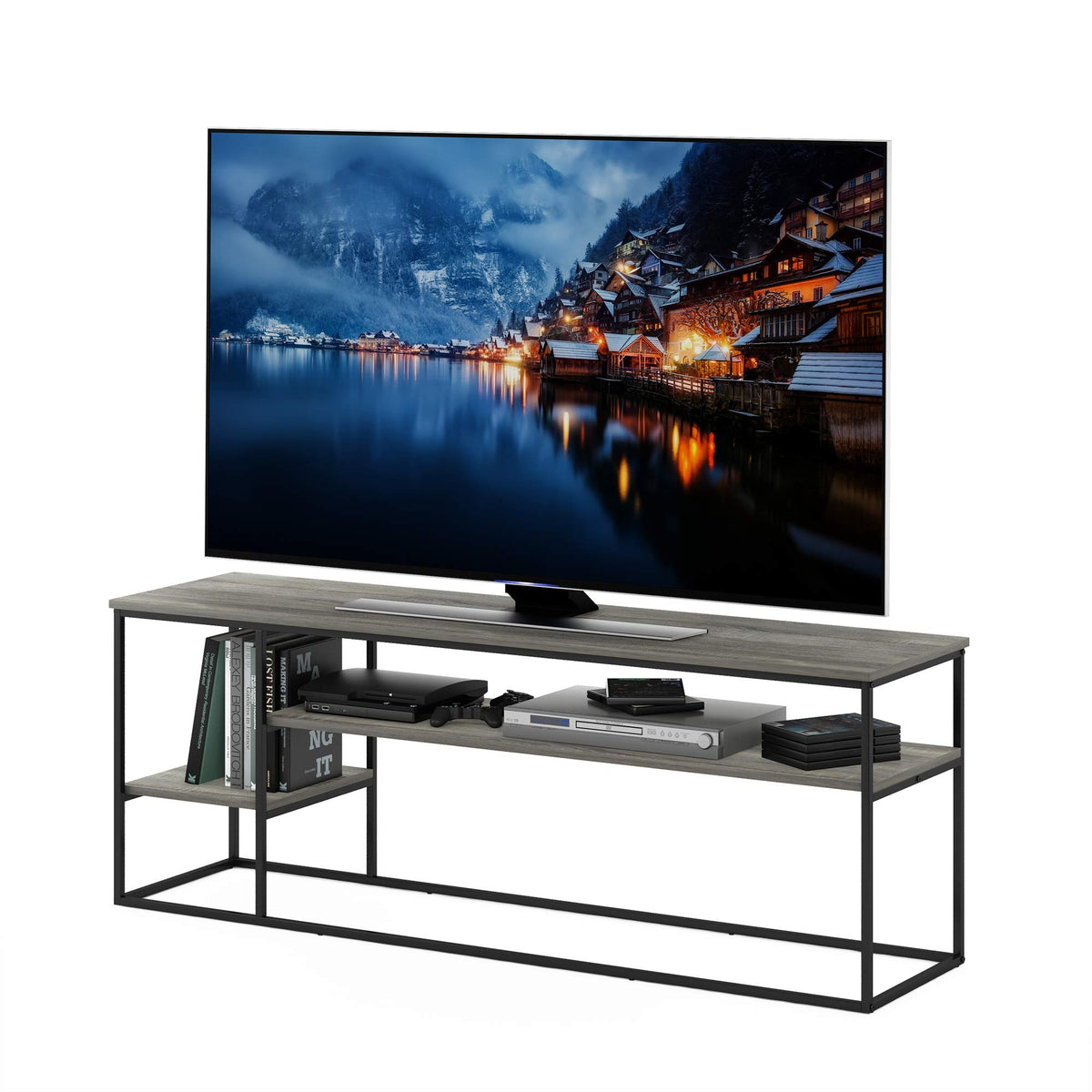 3-Tier Grey Oak TV Stand up to 65 Inch A645