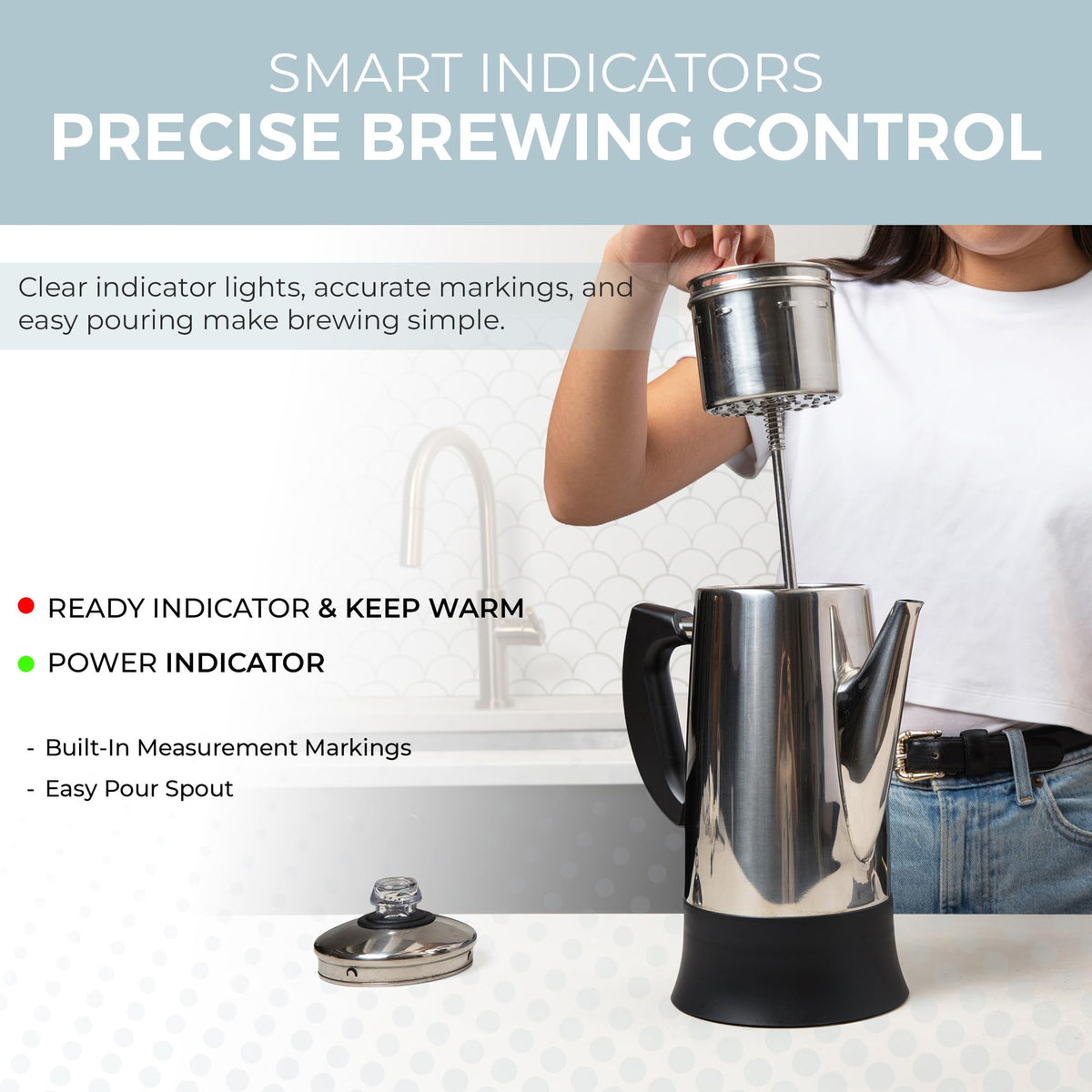 Electric 12 Cup Stainless Steel Coffee Percolator C568