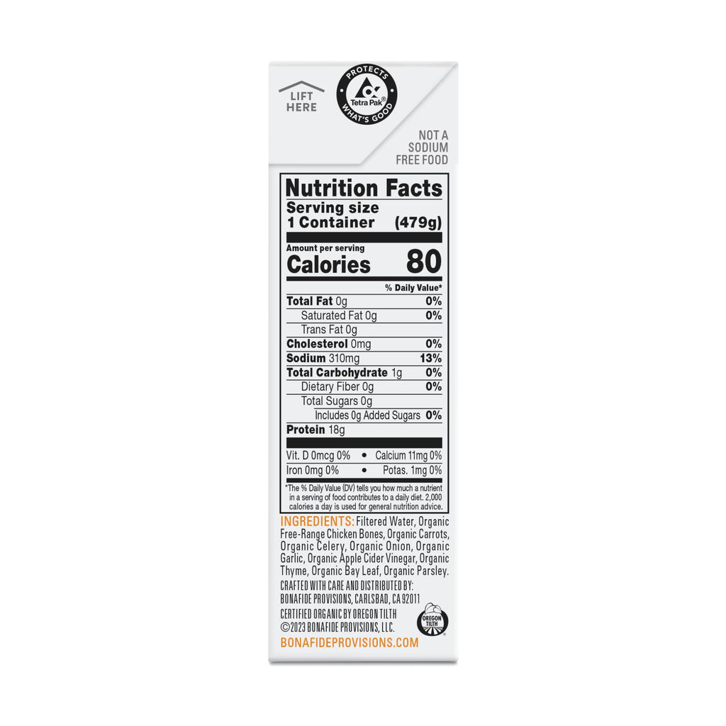 Organic Chicken Bone Broth No Salt Added 16.9oz 6 Pack N167