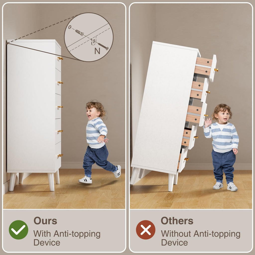 White 5 Drawer Dresser K869
