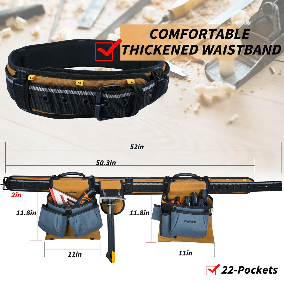 Khaki Carpenter Tool Belt with Suspenders B7141