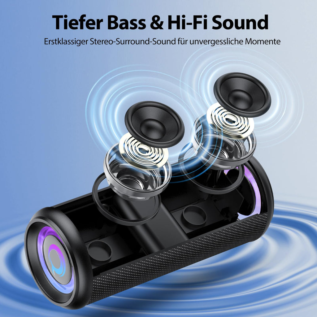 Black Portable Bluetooth Speaker with 20W Stereo Sound Z100650