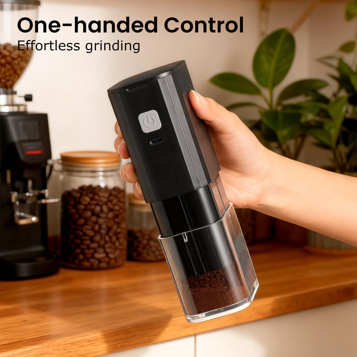 Portable Electric Coffee Grinder Adjustable Stainless Steel Burr F22527