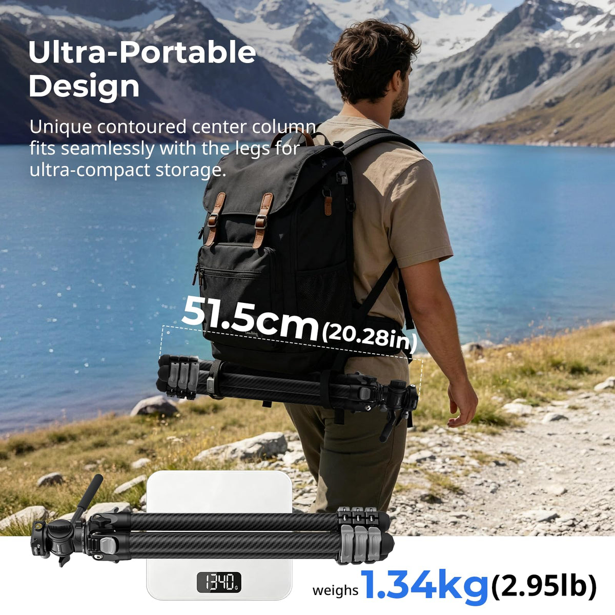 Carbon Fiber Compact Travel Tripod with Fluid Head Z305546