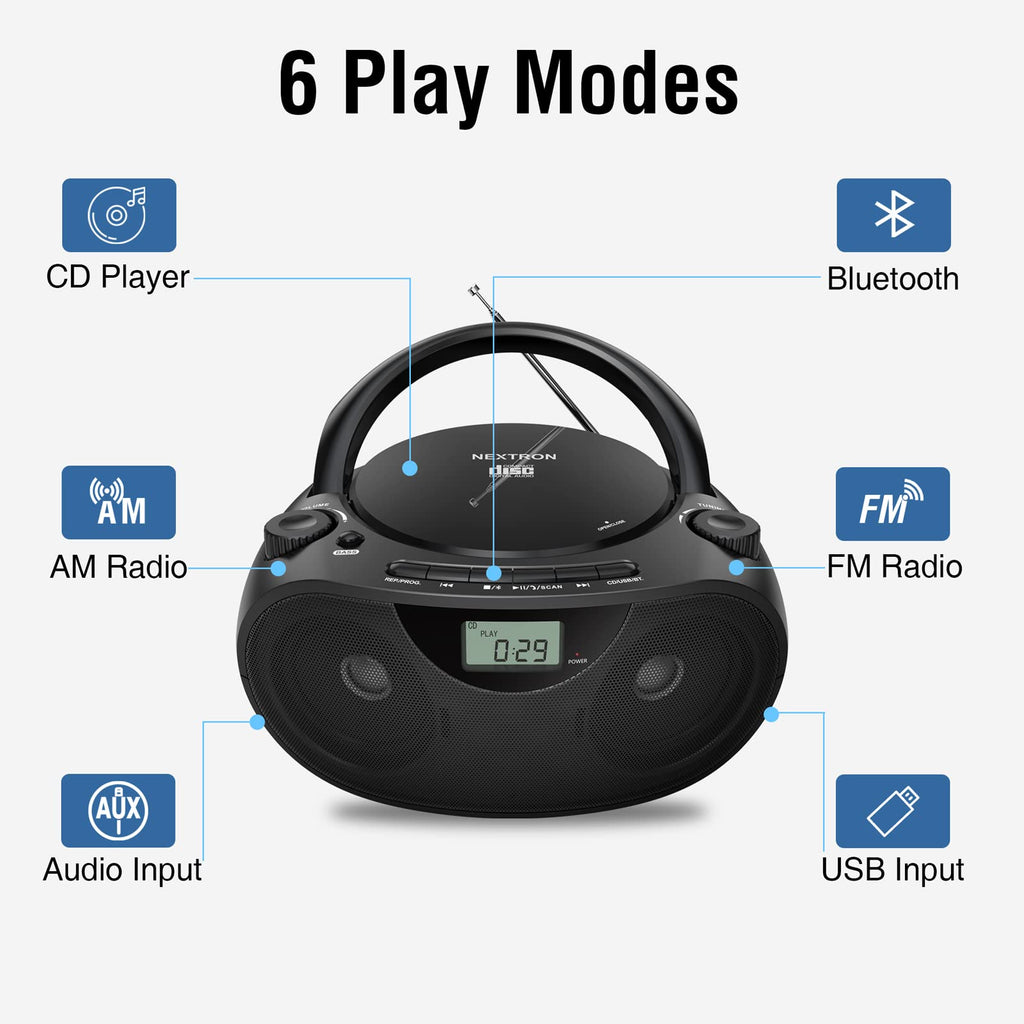 Portable CD Player Boombox with Bluetooth F27530