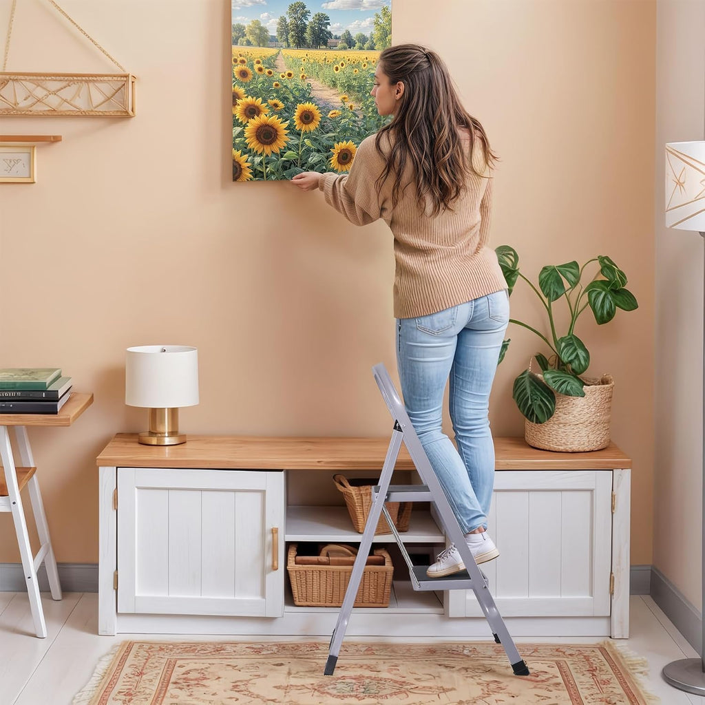 2 Step Folding Steel Step Stool with Handgrip N37614