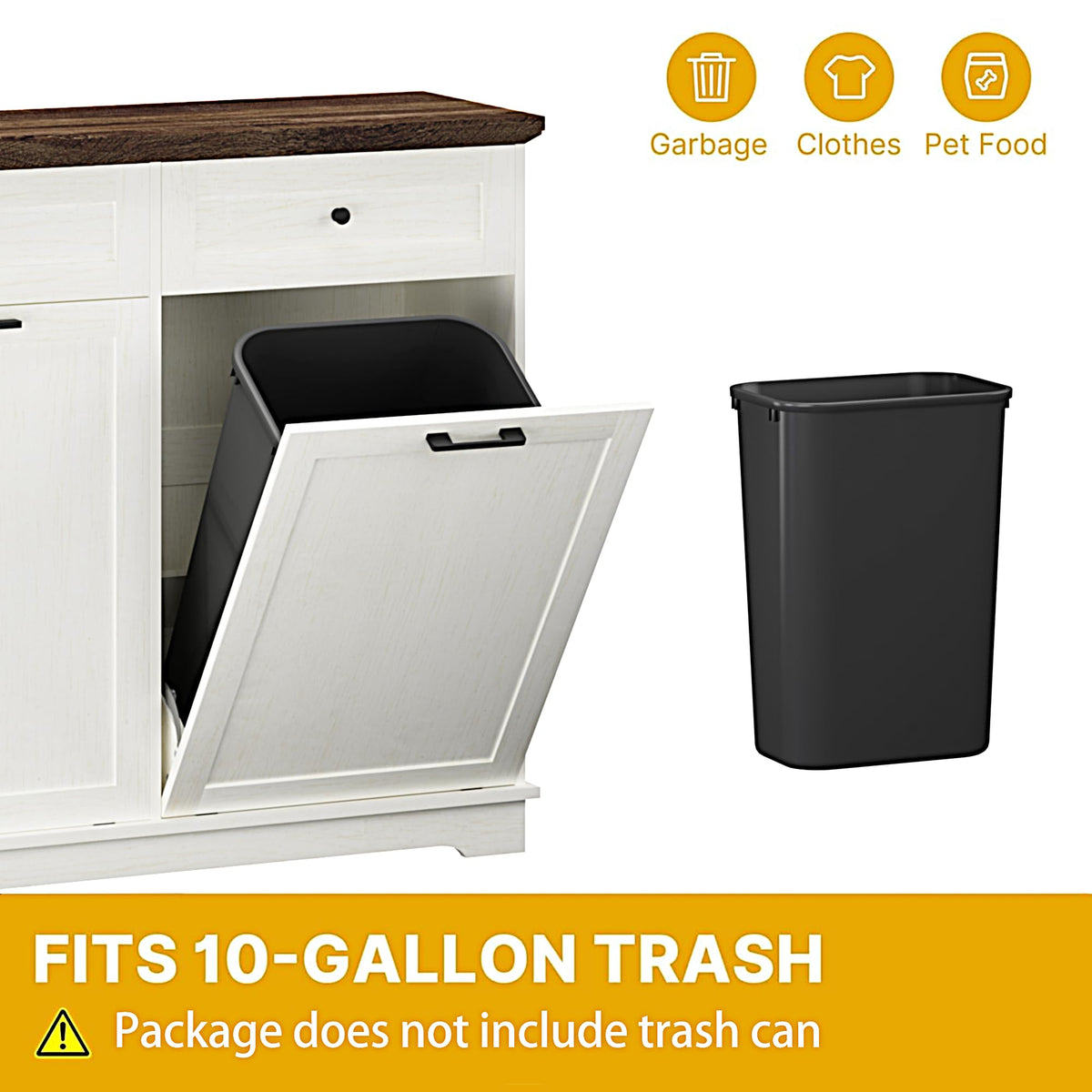 20 Gallon Wooden Tilt Out Trash Can Cabinet with Drawers C999