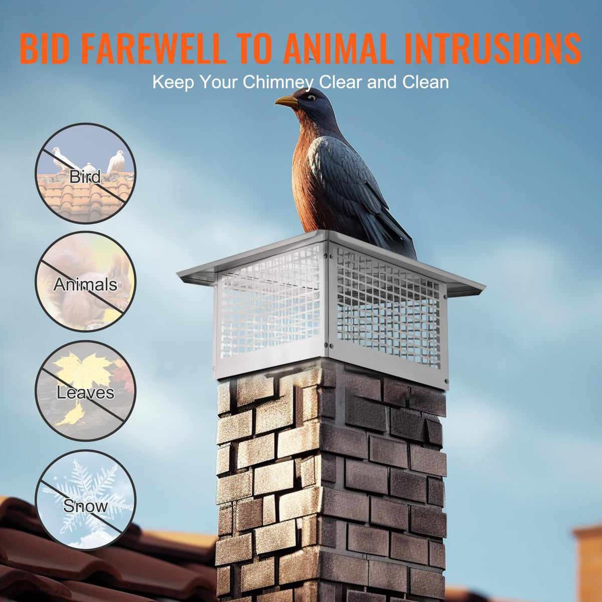 17x17 inch 304 Stainless Steel Chimney Cap D8658