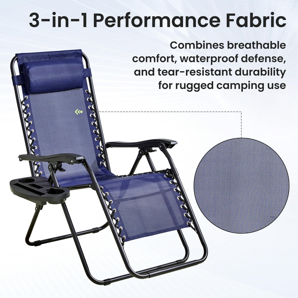2-Pack Navy Blue Zero Gravity Lounge Chair Recliners L8888