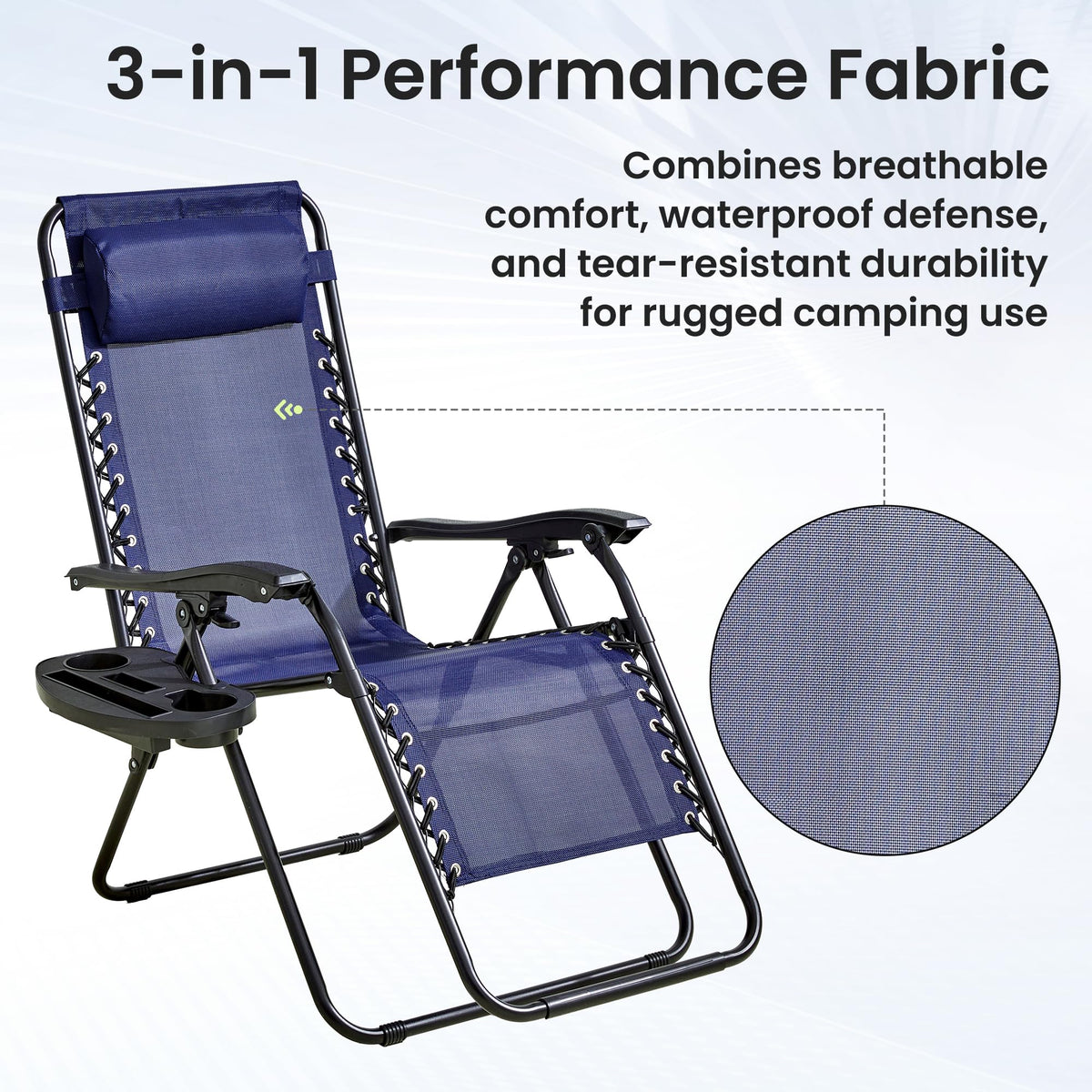 2-Pack Navy Blue Zero Gravity Lounge Chair Recliners L8888