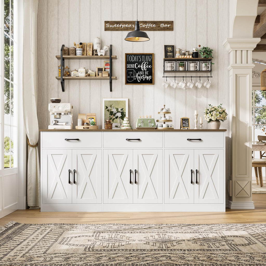 White Kitchen Sideboard Buffet Cabinet with Storage E55277