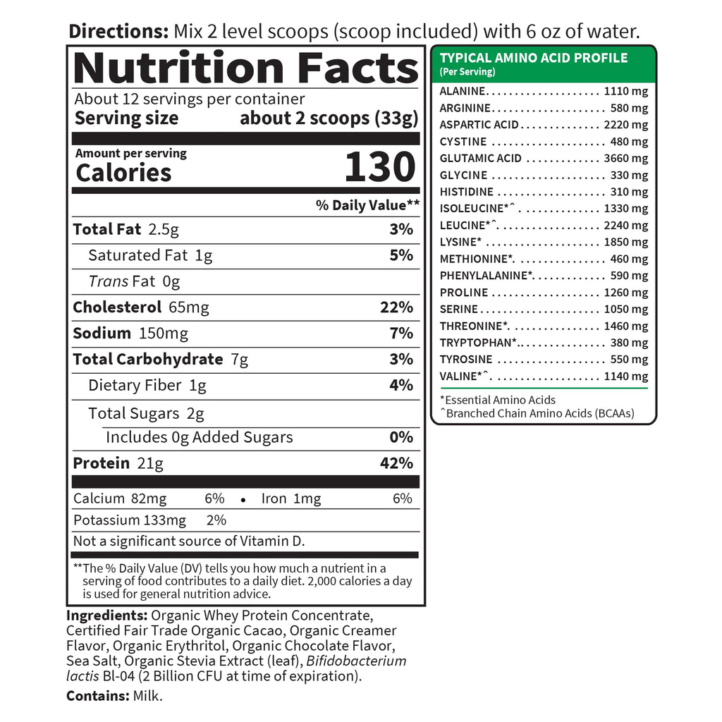 Organic Whey Protein Chocolate Grass Fed Protein Powder B506867