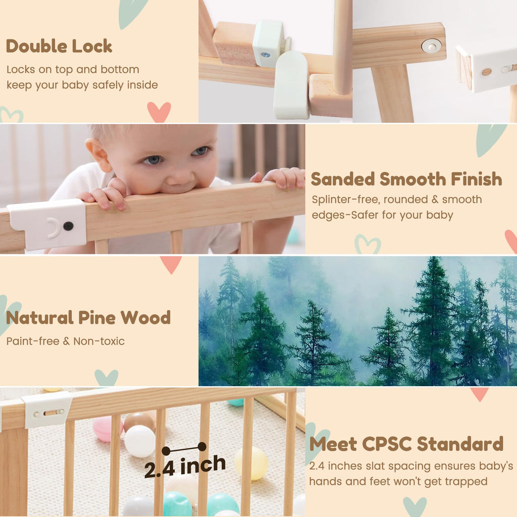 Wooden Playpen with 3 Learning Toys Z53578