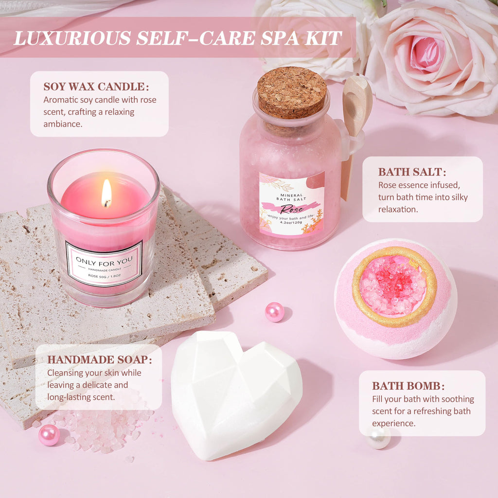 Pink 11Pcs Self Care Gift Basket S223