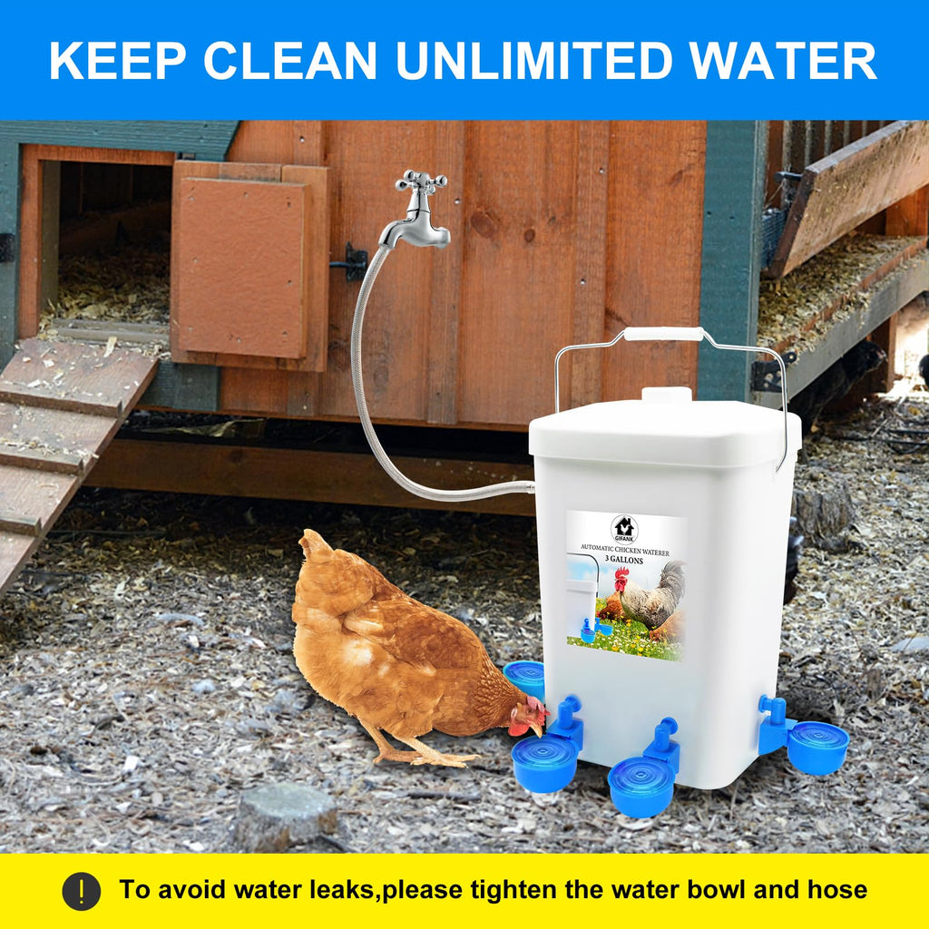 3 Gallons Automatic Poultry Waterer with Hose Attachment C553