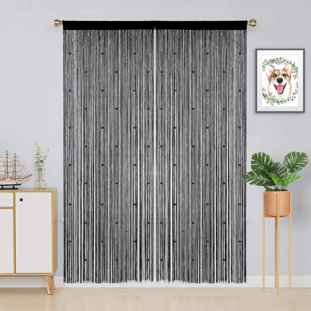 Beaded Curtains 39"x79" Black Q277318
