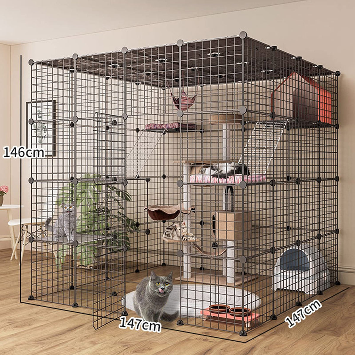 Metal Wire Small Animal Cage 147 * 147 * 146cm K425