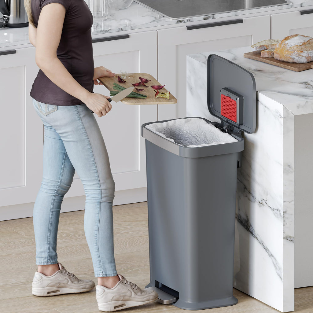 50 Liter / 13.2 Gallon SoftStep Kitchen Trash Can with Odor Filter N697405